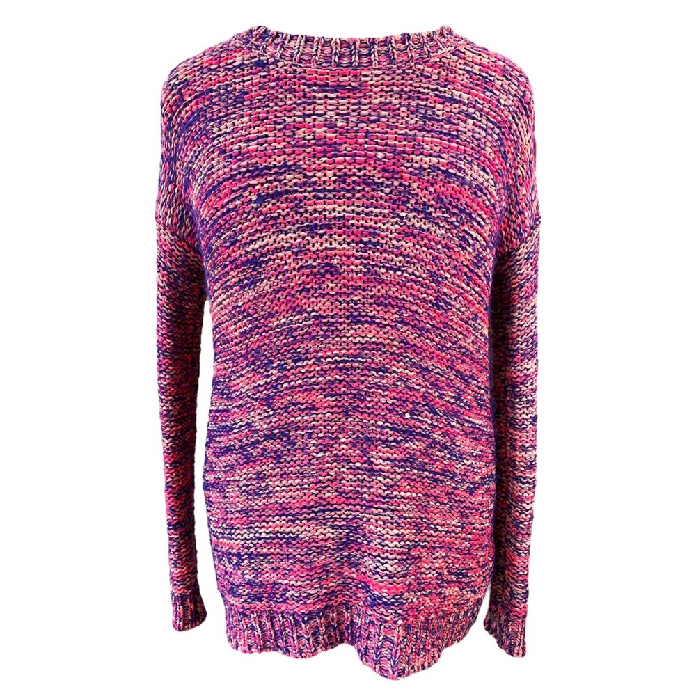 💘 Forever 21 Barbie Pink Multi Colored Knit Sweater, Oversized Fit, Size Small